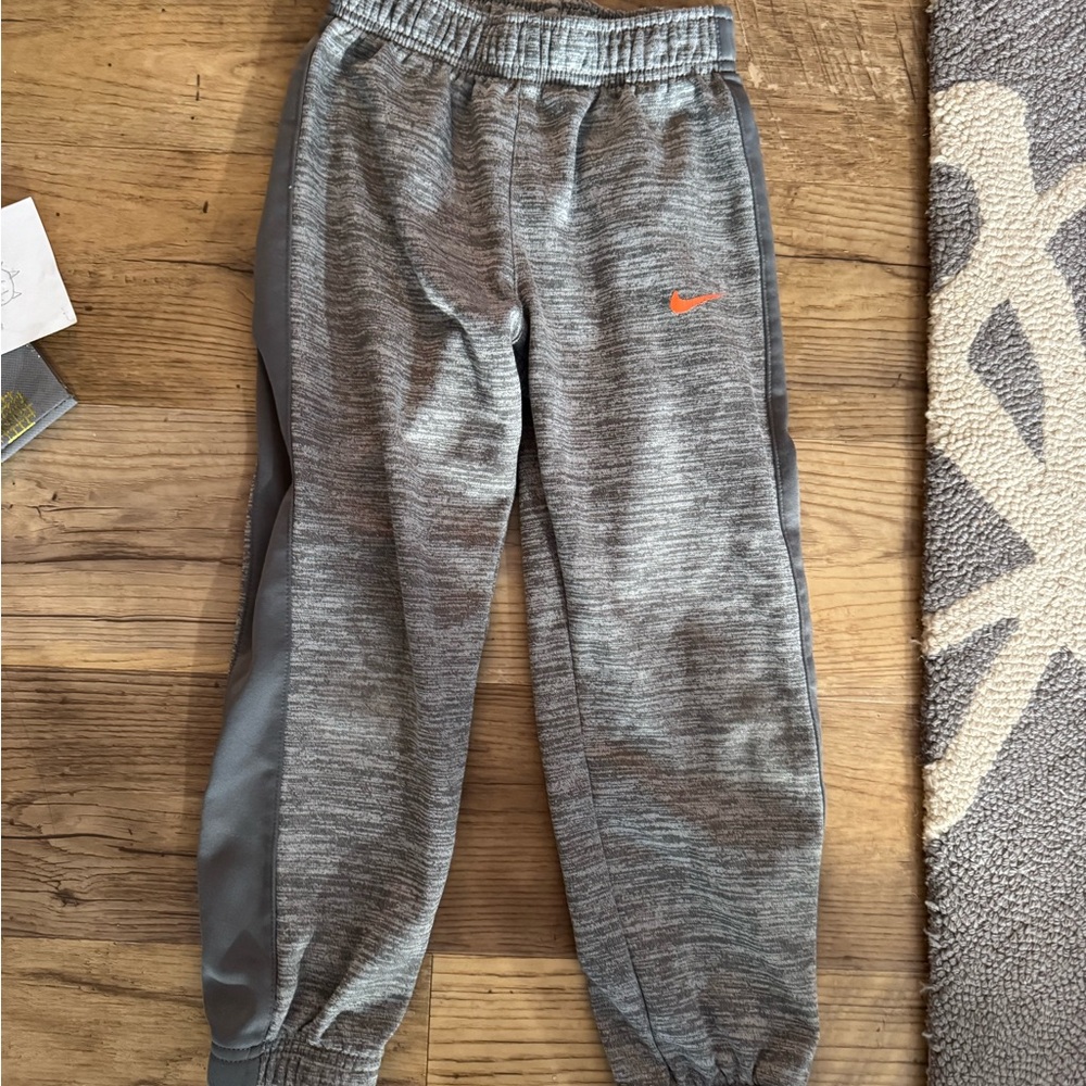 Nike Dri-Fit Gray and Orange Jogger Sweatpants with Elastic Cuffs